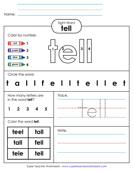 Worksheet 4: Tell Worksheet 4: Tell