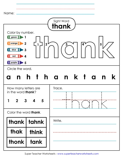 Worksheet 4: Thank Worksheet 4: Thank