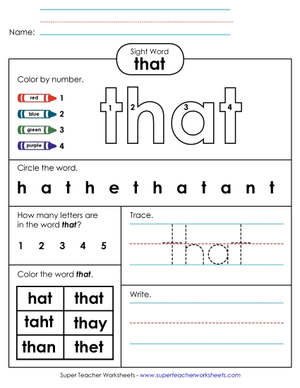 Worksheet 4: That Worksheet 4: That