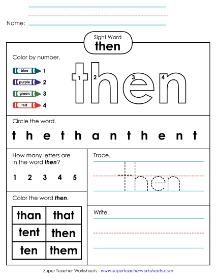 Worksheet 4: Then Worksheet 4: Then