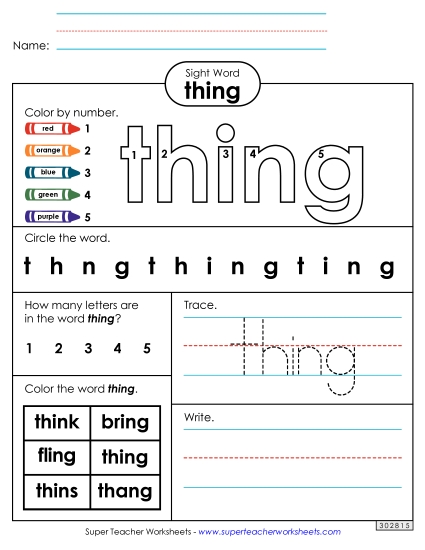 Worksheet 4: Thing Worksheet 4: Thing