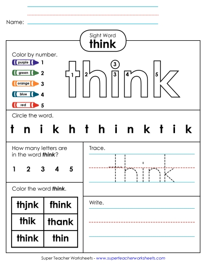 Worksheet 4: Think Worksheet 4: Think