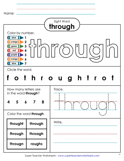 Worksheet 4: Through Worksheet 4: Through
