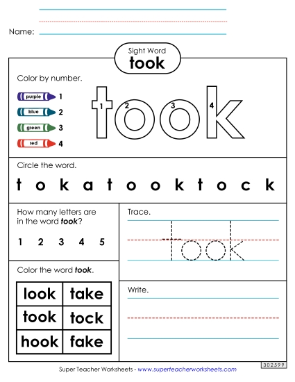 Worksheet 4: Took