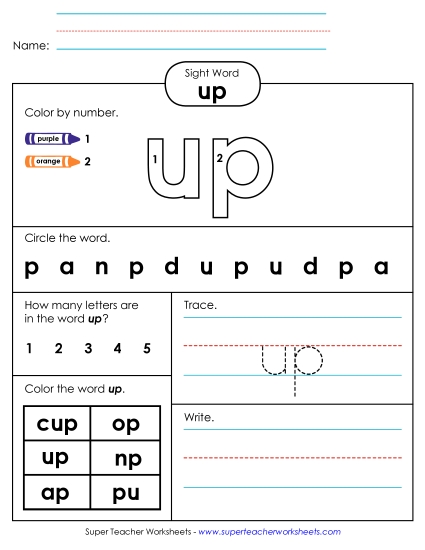 Worksheet 4: Up Worksheet 4: Up