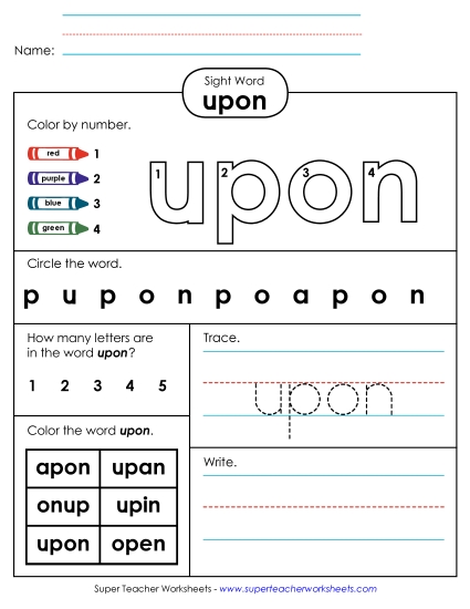 Worksheet 4: Upon