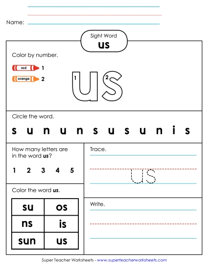 Worksheet 4: Us Worksheet 4: Us