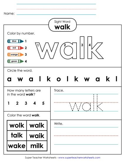 Worksheet 4: Walk Worksheet 4: Walk