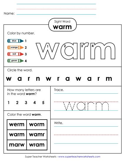 Worksheet 4: Warm Worksheet 4: Warm