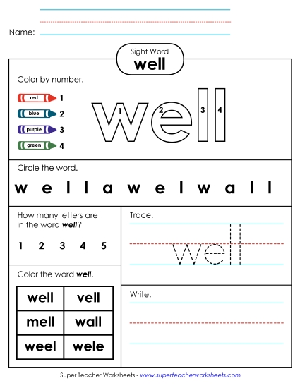 Worksheet 4: Well Worksheet 4: Well