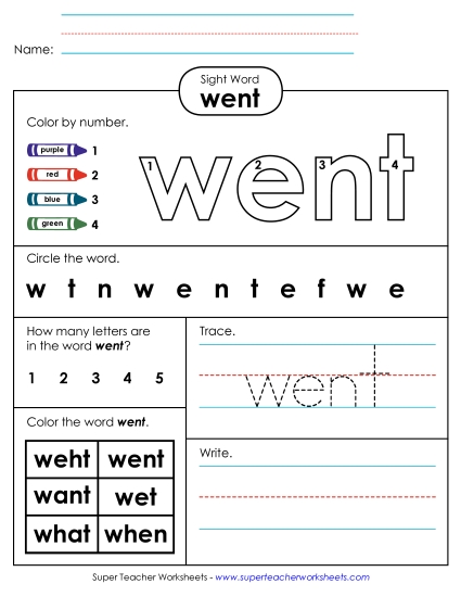 Worksheet 4: Went Worksheet 4: Went