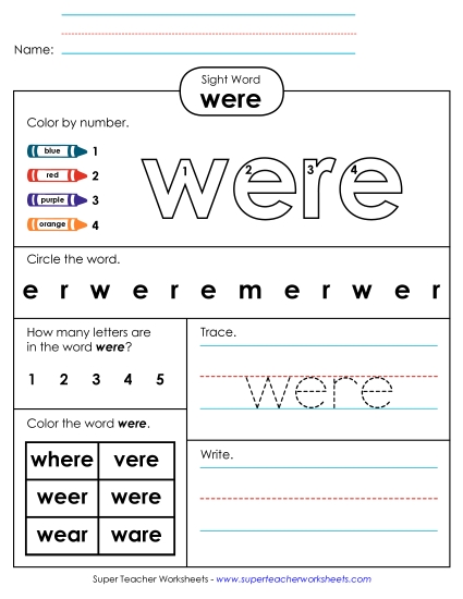 Worksheet 4: Were Worksheet 4: Were
