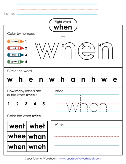 Worksheet 4: When Worksheet 4: When