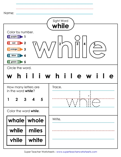 Worksheet 4: While Worksheet 4: While