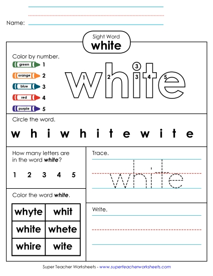Worksheet 4: White Worksheet 4: White