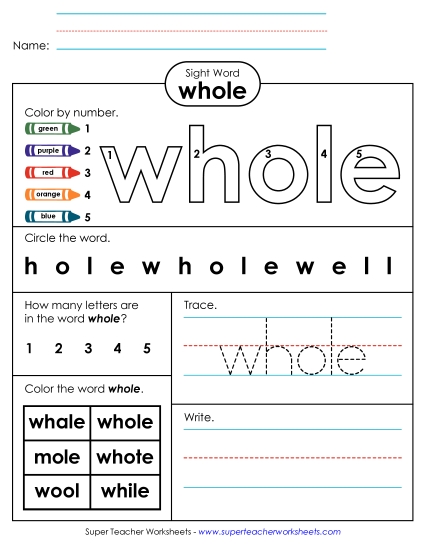 Worksheet 4: Whole Worksheet 4: Whole