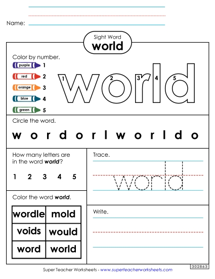 Worksheet 4: World Worksheet 4: World