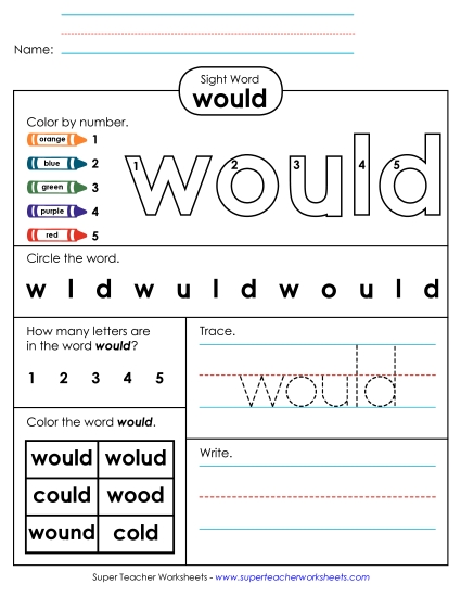 Worksheet 4: Would Worksheet 4: Would