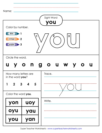 Worksheet 4: You Worksheet 4: You