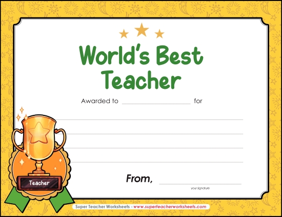Kids Create Their Own Awards - World's Best Teacher Award Kids Create Their Own Awards - World's Best Teacher Award
