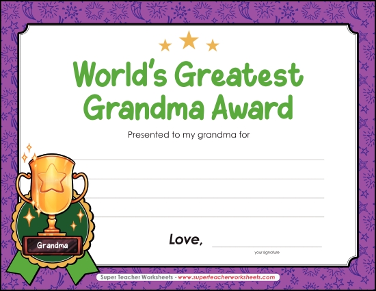 For Grandmas - World's Greatest Grandma Award For Grandmas - World's Greatest Grandma Award