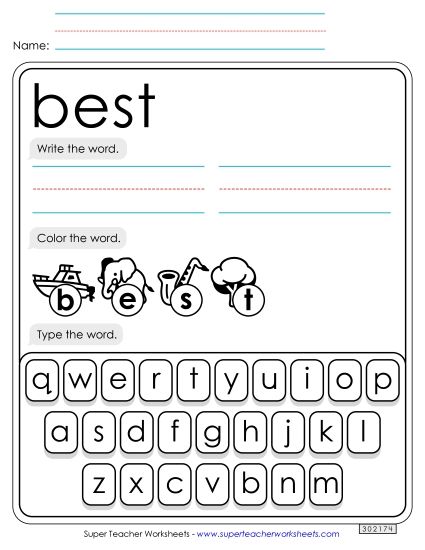 Write, Color, Type: Best (Printable PDF Worksheet)