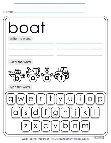 Write, Color, Type: Boat Write, Color, Type: Boat