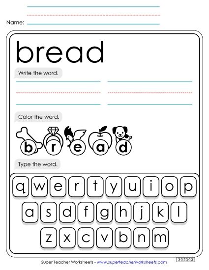 Write, Color, Type: Bread