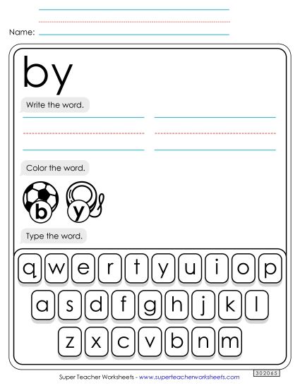 Write, Color, Type: By (Printable PDF Worksheet)
