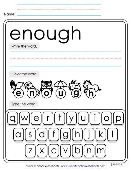 Write, Color, Type: Enough (Printable PDF Worksheet)