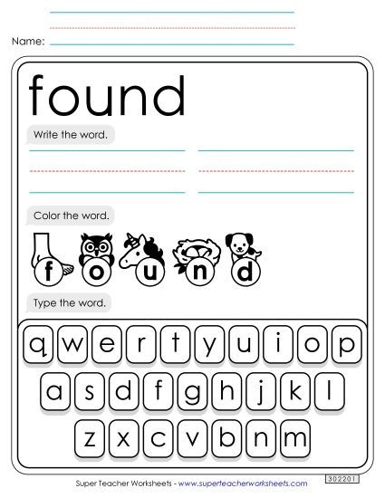 Write, Color, Type: Found (Printable PDF Worksheet)