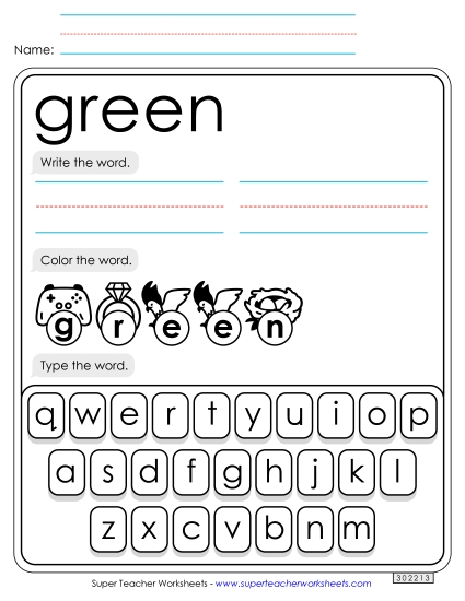 Write, Color, Type: Green Write, Color, Type: Green
