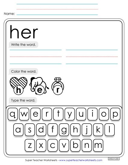 Write, Color, Type: Her (Printable PDF Worksheet)