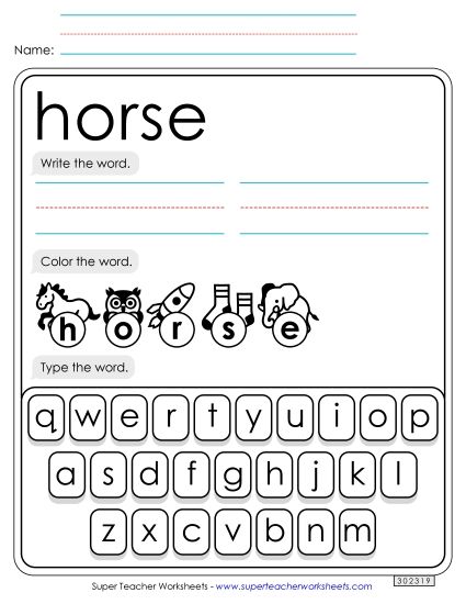 Write, Color, Type: Horse Write, Color, Type: Horse