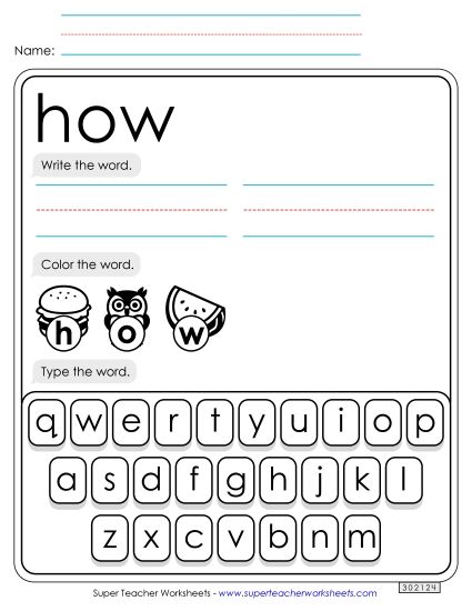 Write, Color, Type: How (Printable PDF Worksheet)