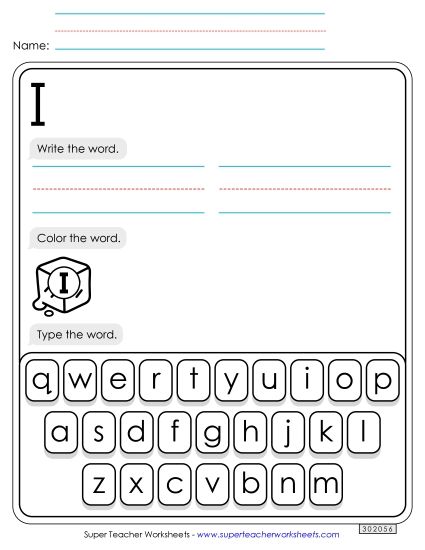 Write, Color, Type: I (Printable PDF Worksheet)