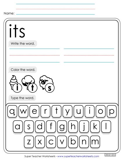 Write, Color, Type: Its (Printable PDF Worksheet)