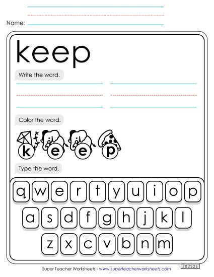 Write, Color, Type: Keep (Printable PDF Worksheet)