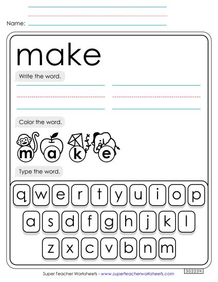 Write, Color, Type: Make (Printable PDF Worksheet)