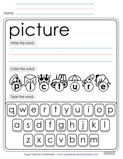 Write, Color, Type: Picture (Printable PDF Worksheet)