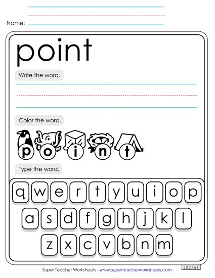 Write, Color, Type: Point (Printable PDF Worksheet)