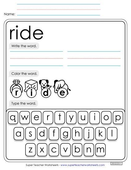 Write, Color, Type: Ride (Printable PDF Worksheet)