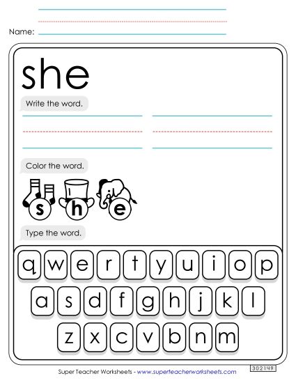 Write, Color, Type: She