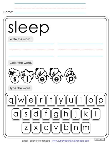 Write, Color, Type: Sleep (Printable PDF Worksheet)