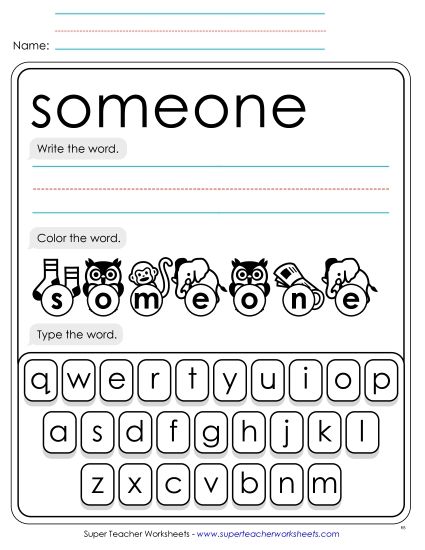 Write, Color, Type: Someone (Printable PDF Worksheet)