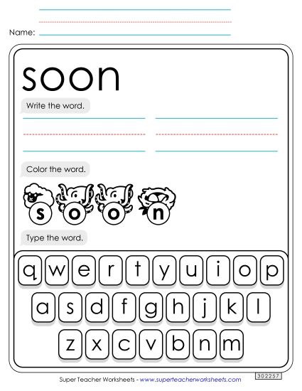 Write, Color, Type: Soon (Printable PDF Worksheet)