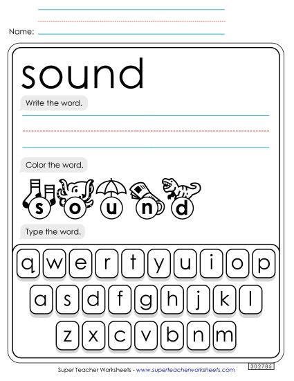 Write, Color, Type: Sound (Printable PDF Worksheet)