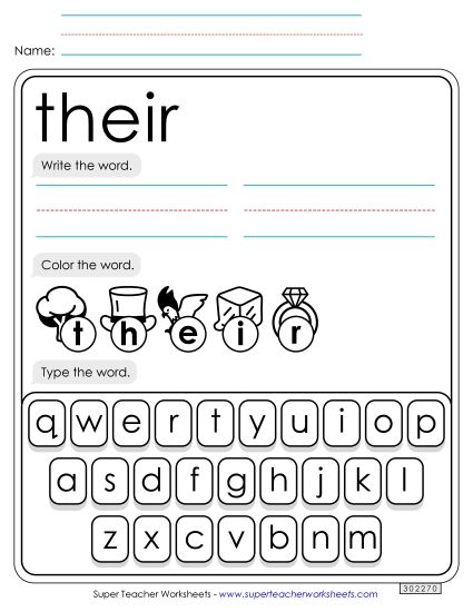 Write, Color, Type: Their (Printable PDF Worksheet)