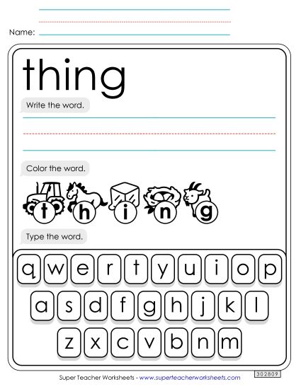 Write, Color, Type: Thing (Printable PDF Worksheet)