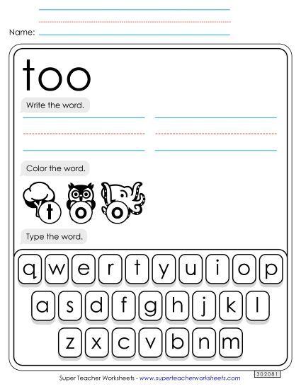 Write, Color, Type: Too Write, Color, Type: Too